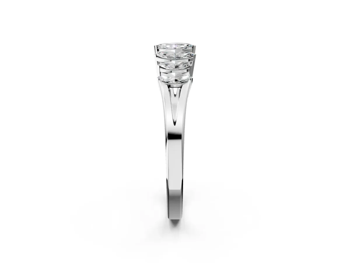 Marquise Diamond Prong-Set Half-Eternity Band Silver