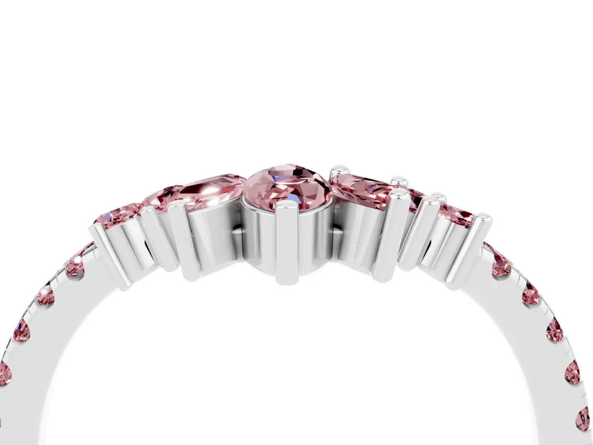 Chevron Marquise and Round Morganite Open Band with Prong Setting Platinum