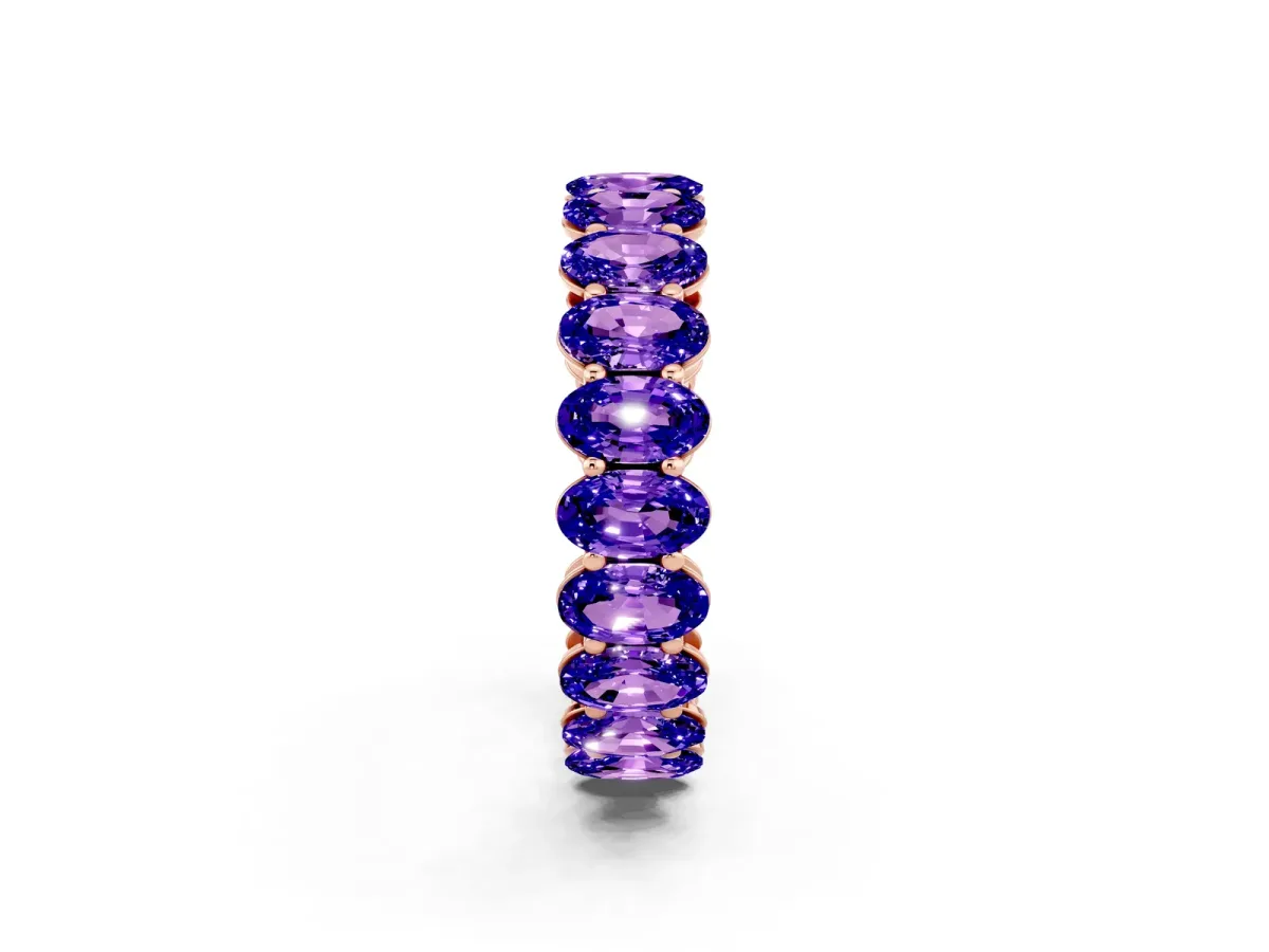 Oval Cut Tanzanite Eternity Band with Shared Prong Setting Rose gold