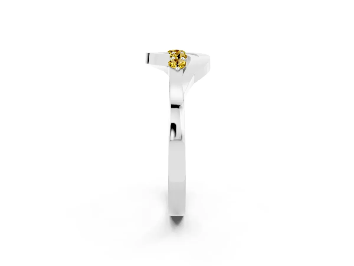 Five-Stone Round Yellow Sapphire Crossover Band with Prong Setting Platinum