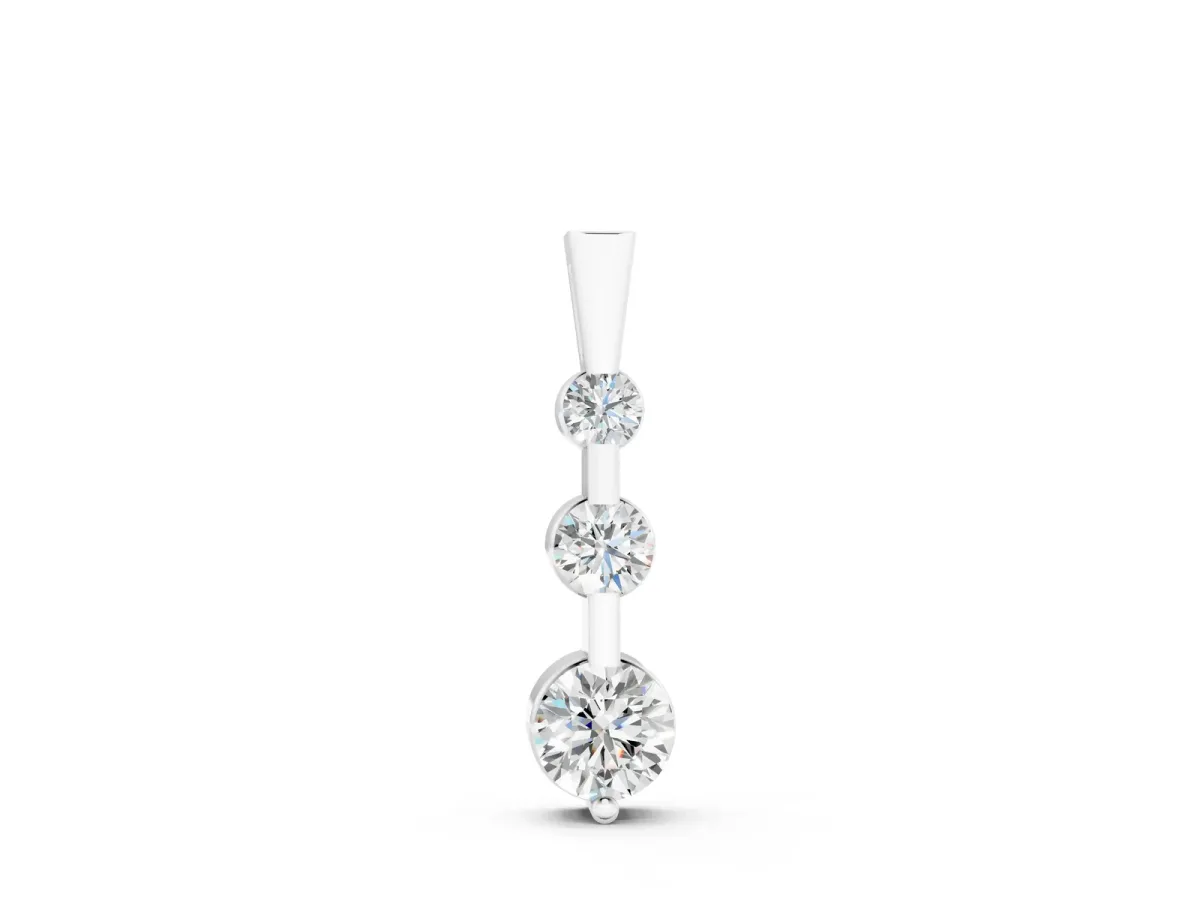 Three-Stone Round Diamond Prong-Set Pendant White gold