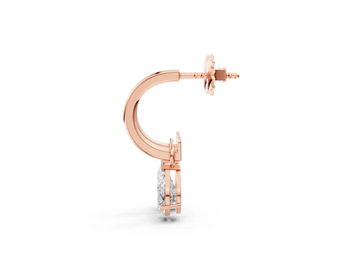 Pear Diamond Drop Earrings with Screw Back Rose gold