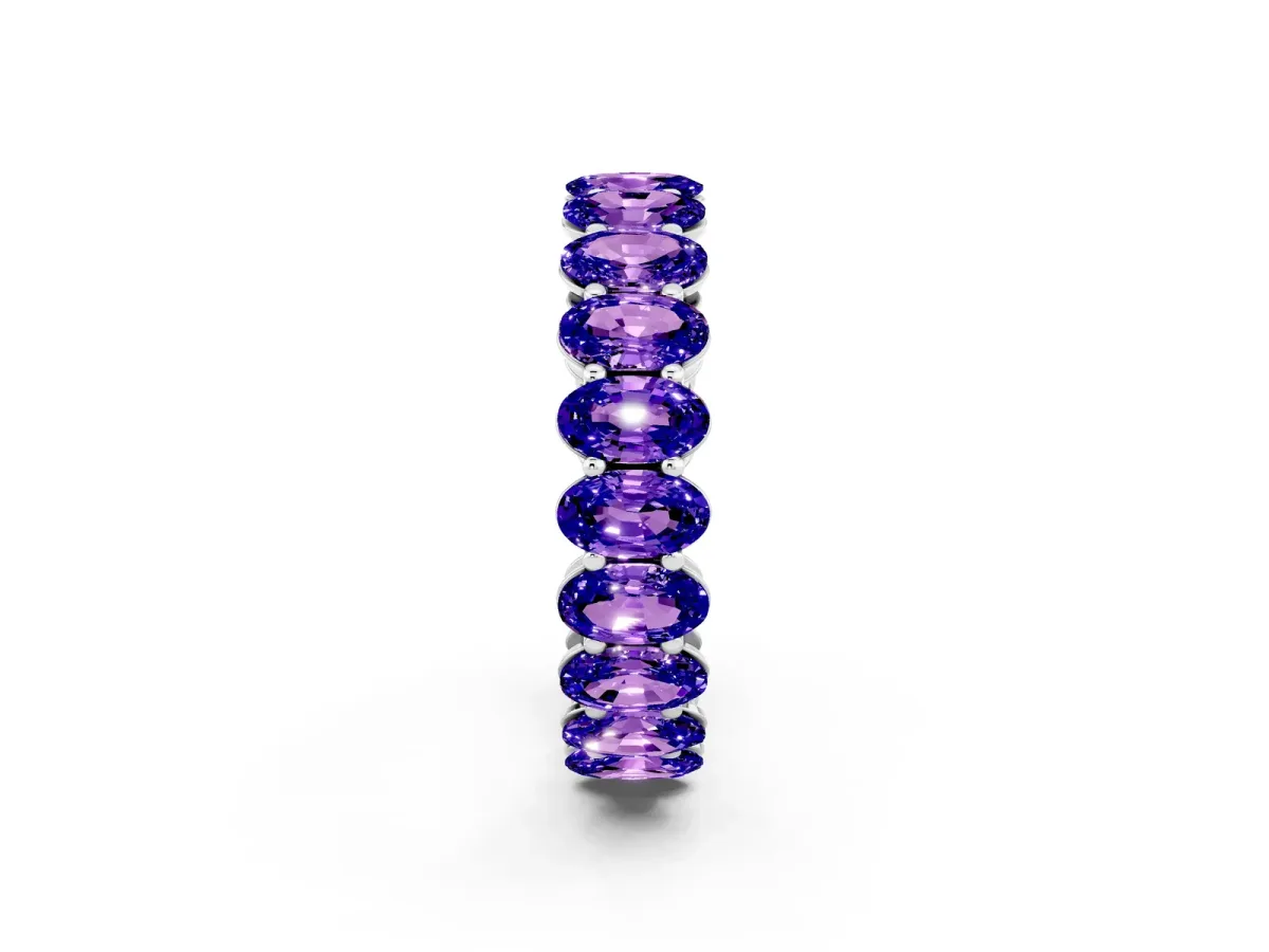 Oval Cut Tanzanite Eternity Band with Shared Prong Setting Silver