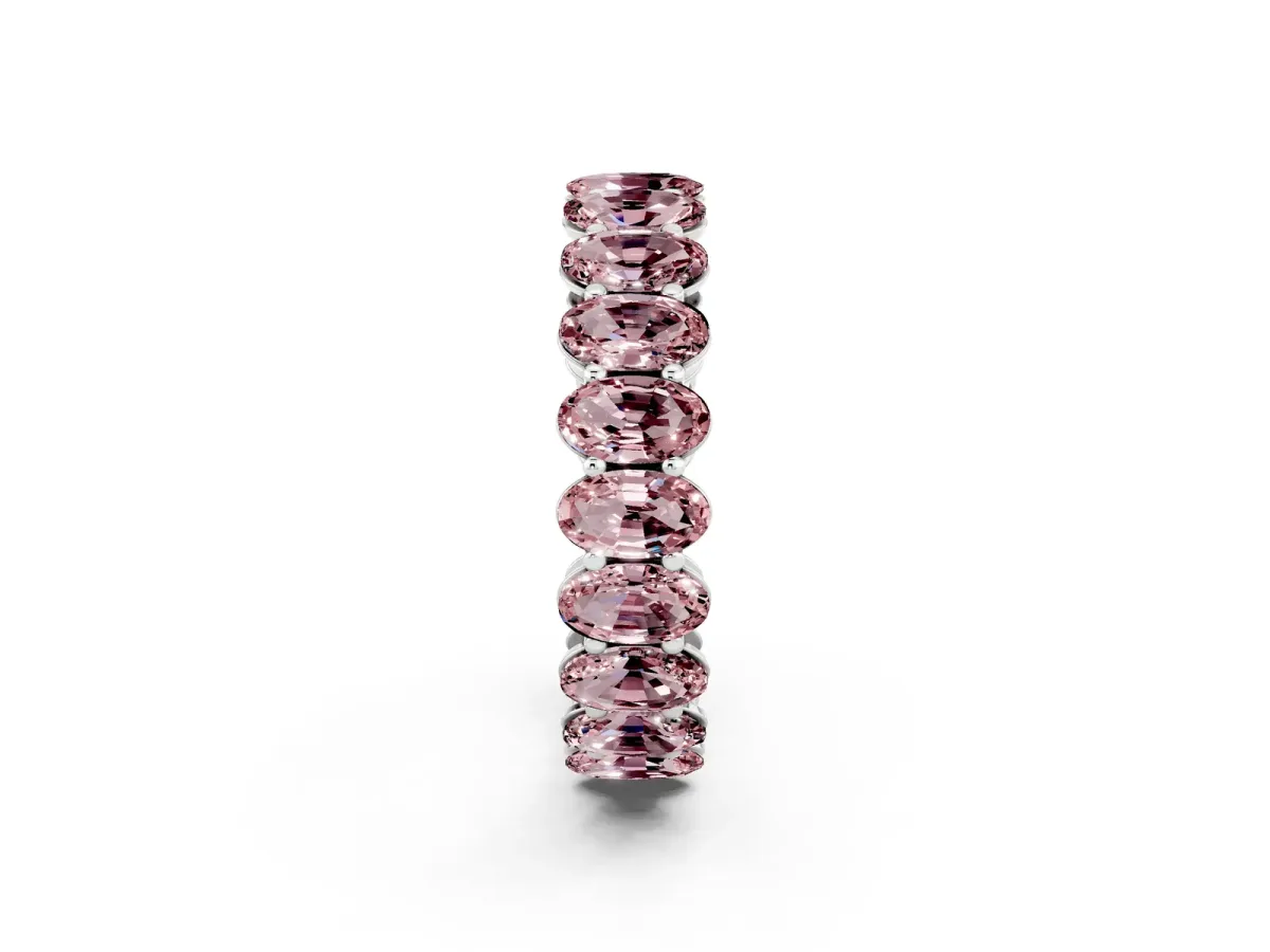 Oval Cut Morganite Eternity Band with Shared Prong Setting Silver