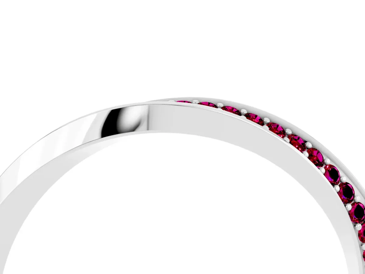 Pavé Round Garnet Twist Band White gold