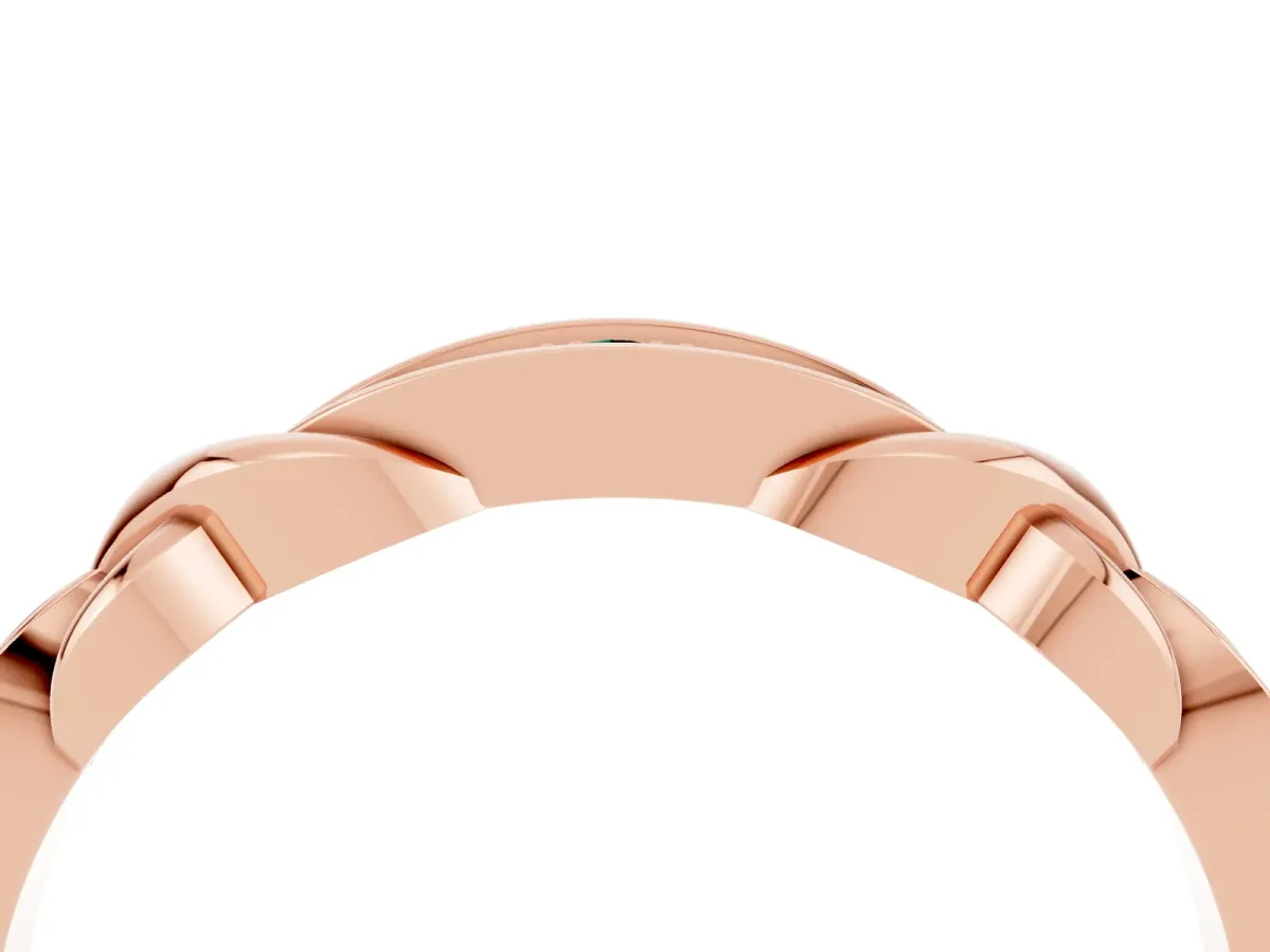 Twisted Marquise Emerald Pavé Band with Shared Prong Setting Rose gold