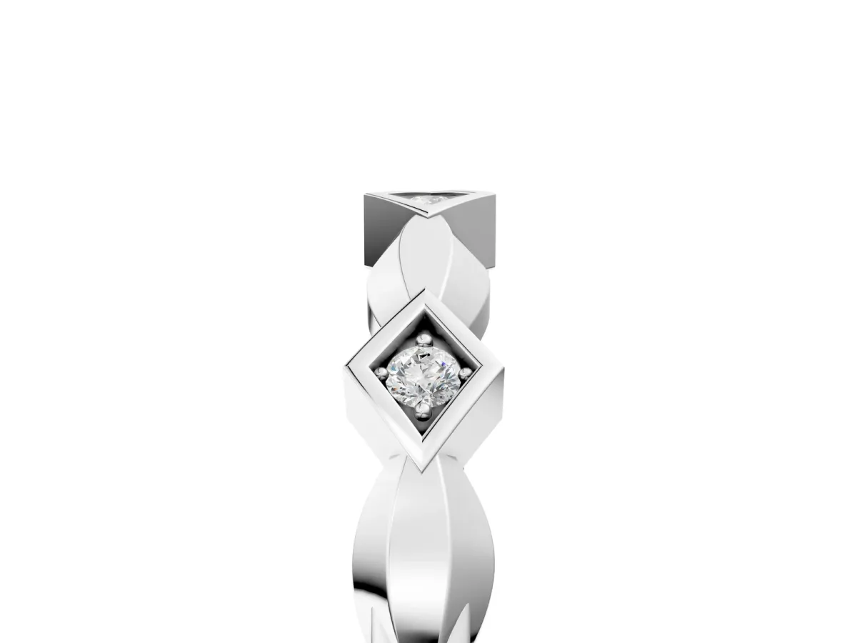 Square Diamond Twist Band with Bezel Setting Platinum