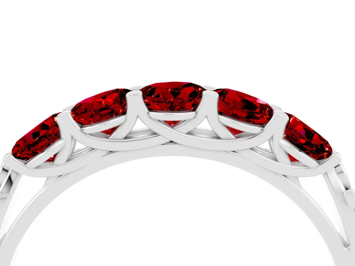 Five-Stone Round Ruby Prong-Set Band White gold