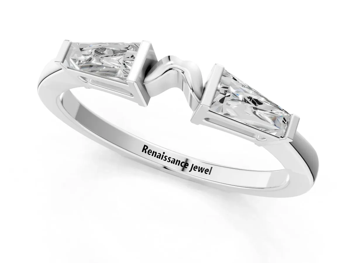 Baguette Diamond Open Band with Bar Prong Setting Platinum