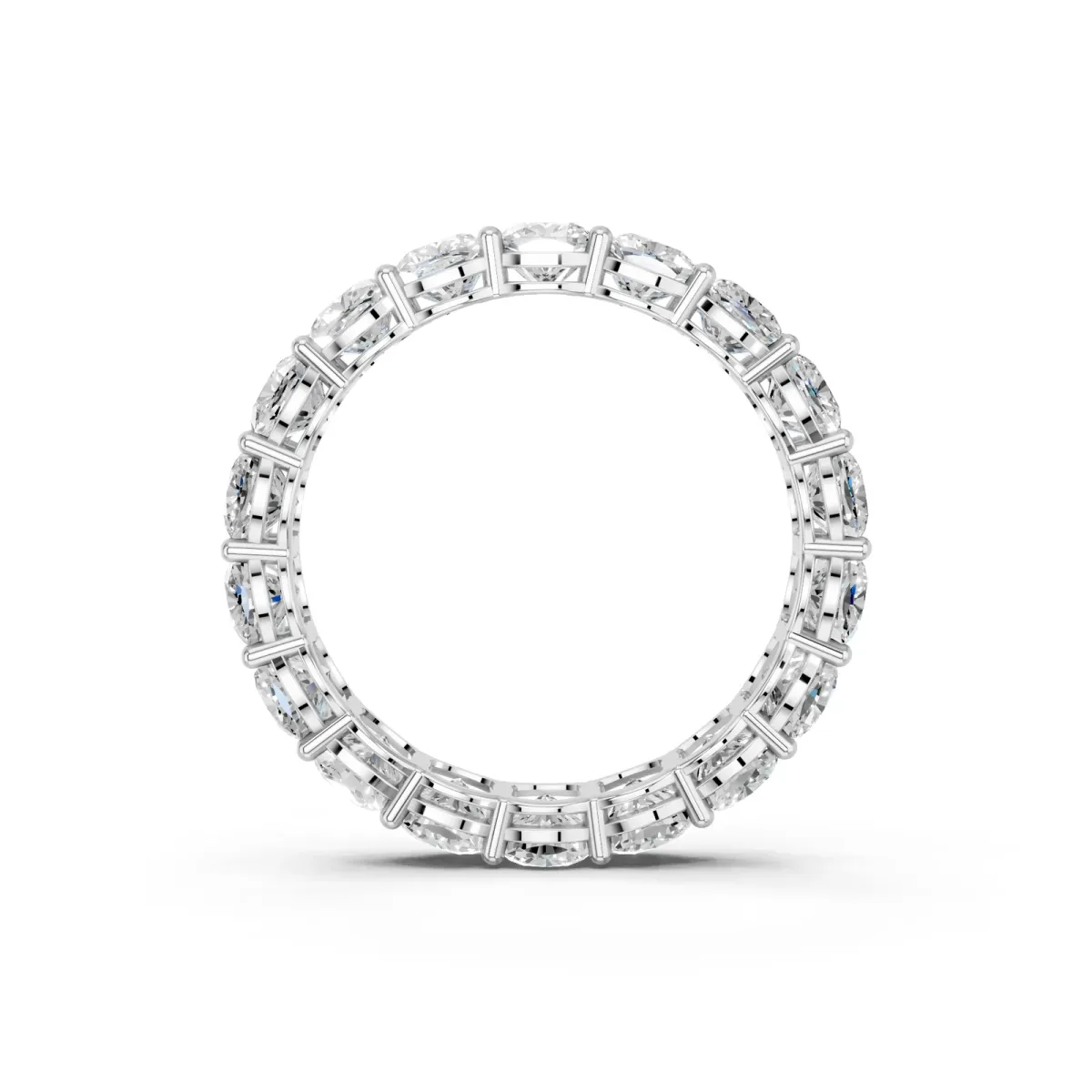 Cushion Cut Eternity Band with Shared Prong Setting Silver