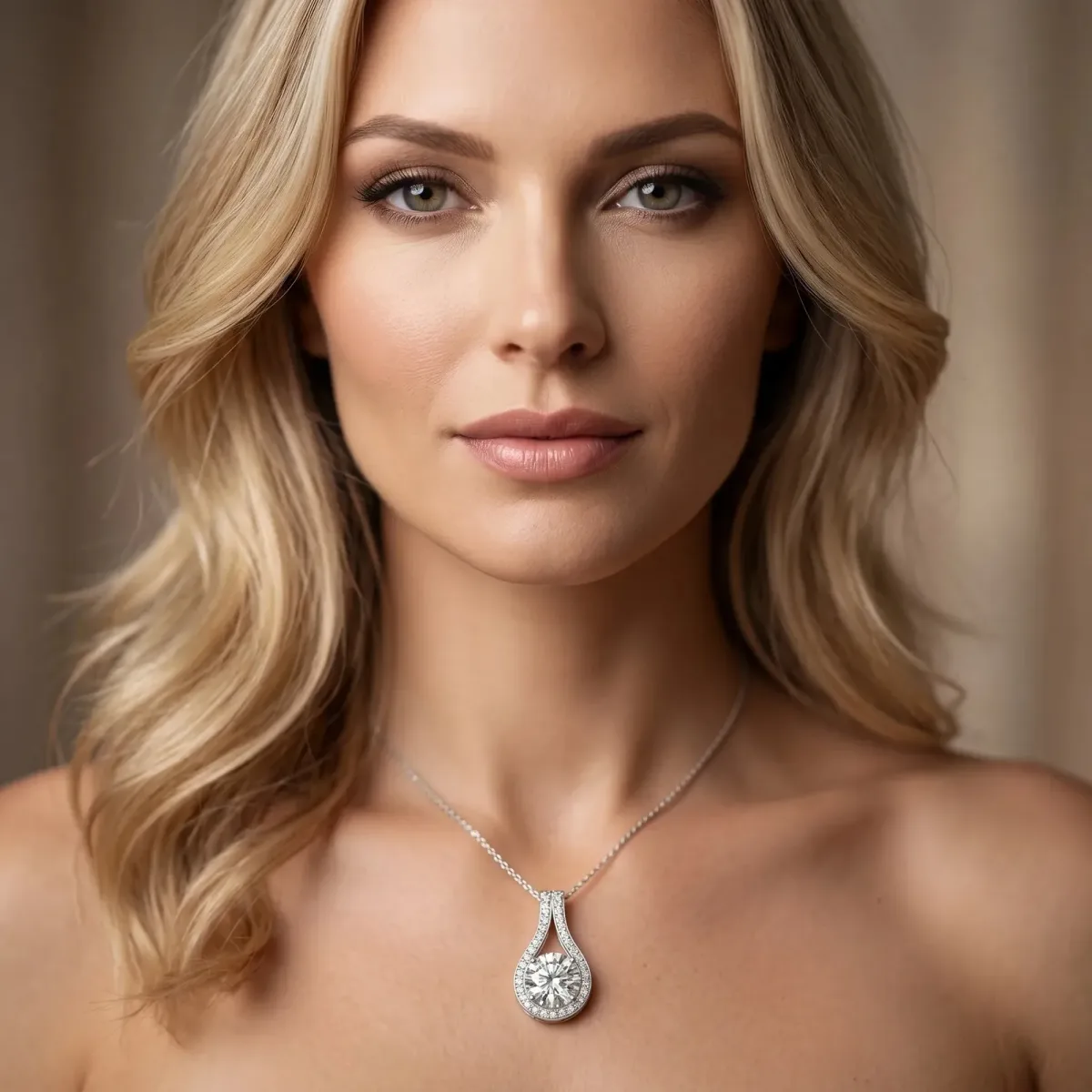 Round Halo Prong Set Pendant Silver