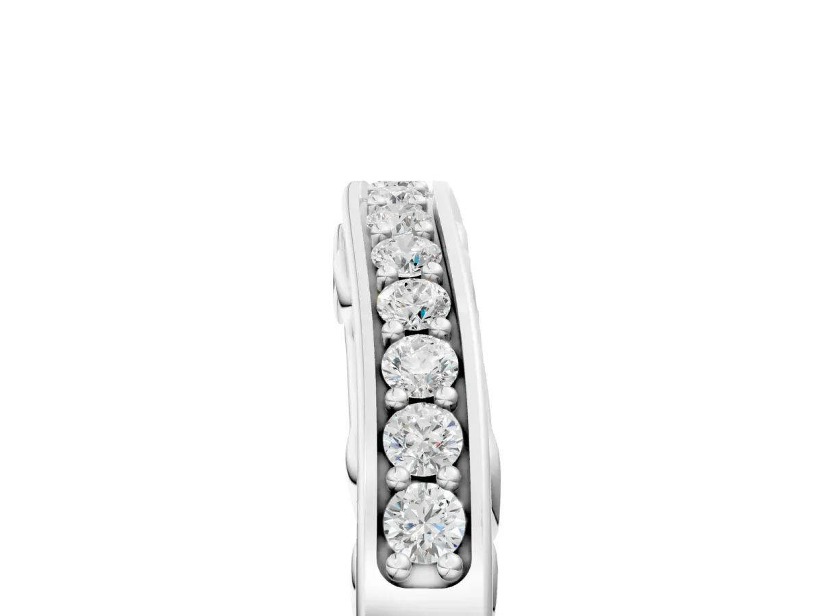 Channel Set Round Diamond Contoured Band White gold