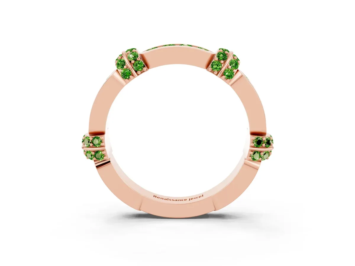 Pavé Round Peridot Link Band with Bezel Setting Rose gold