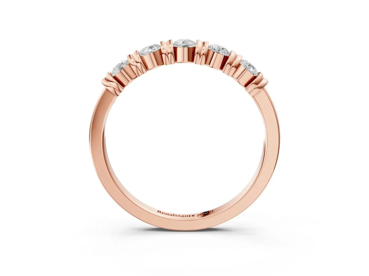 Bezel-Set Round Diamond Half-Eternity Band Rose gold