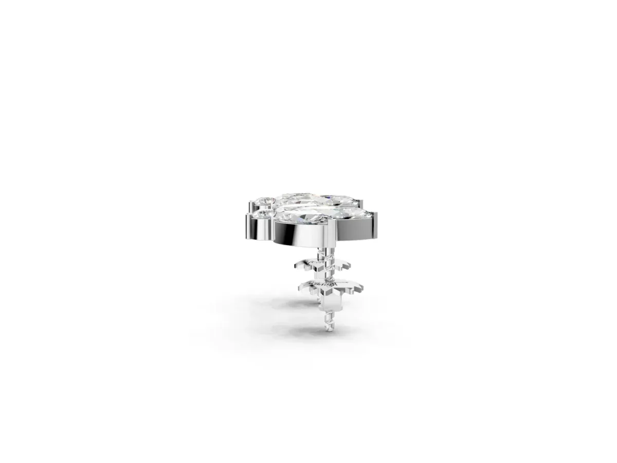 Marquise Cluster Stud Earrings with Round Prong Setting White gold