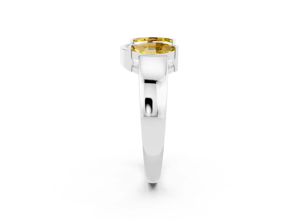 Marquise Yellow Sapphire Open Band Ring with Tension Setting White gold
