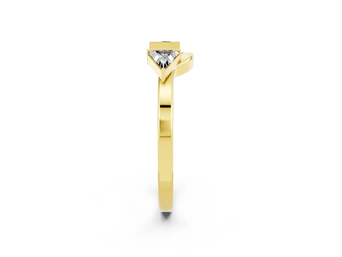 Trillion Moissanite Open Band Ring with Bezel Setting Yellow gold