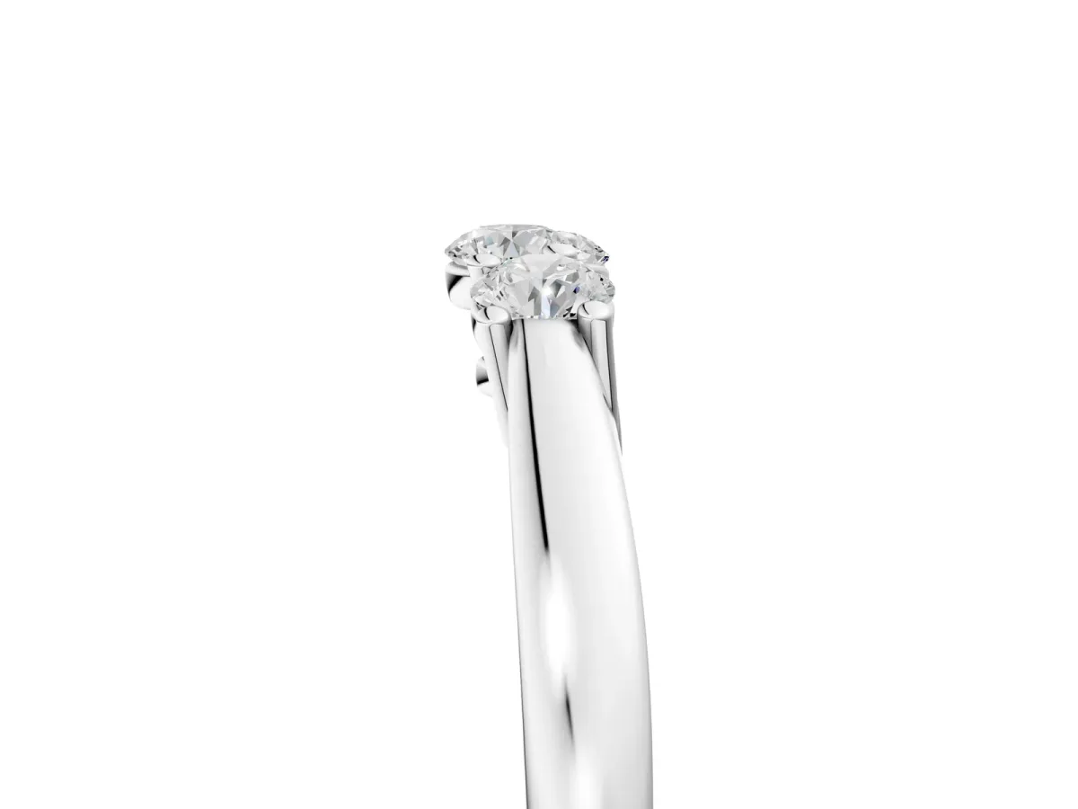 Three-Stone Round Diamond Tension Set Solitaire Band with Prong Setting White gold