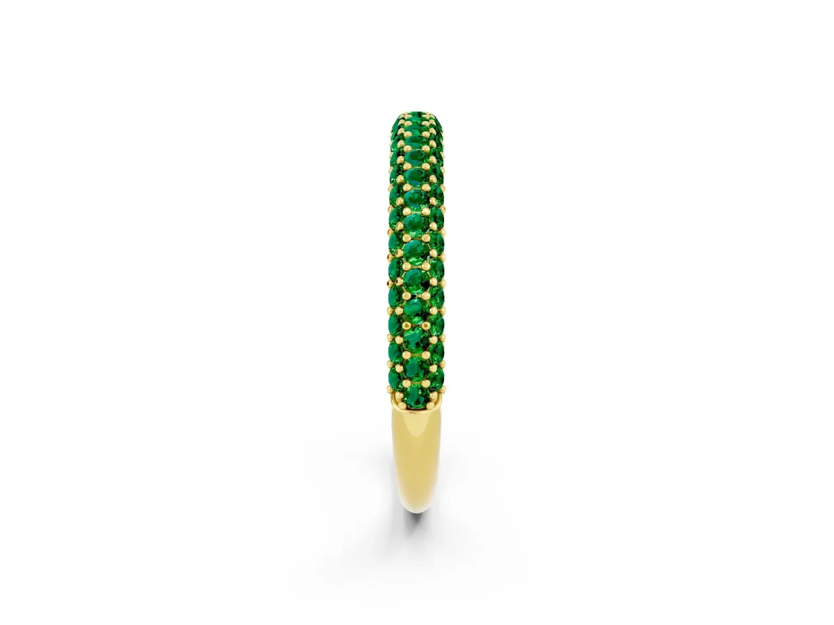 Round Emerald Pavé Eternity Band with Shared Prong Setting Yellow gold
