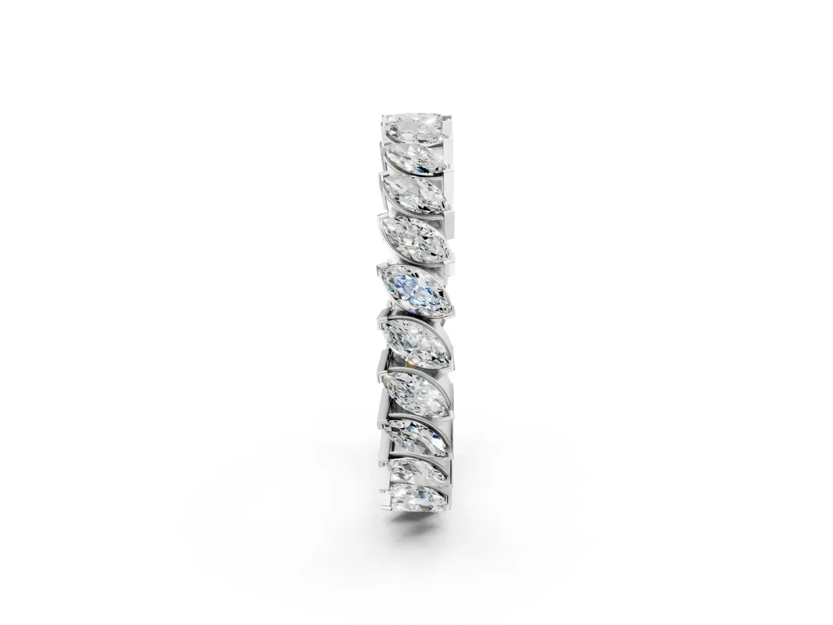 Marquise Diamond Shared Prong Full Eternity Band Silver