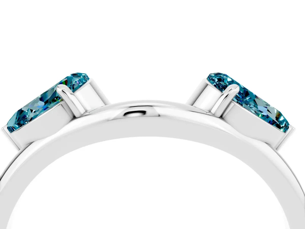 Two-Stone Pear Blue Topaz Bypass Ring with Prong Setting Platinum