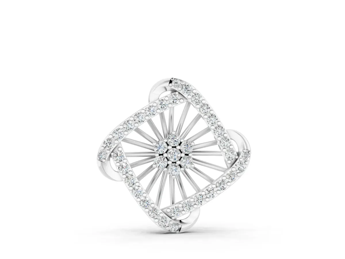 Round Diamond Cluster Pendant with Prong Setting Silver