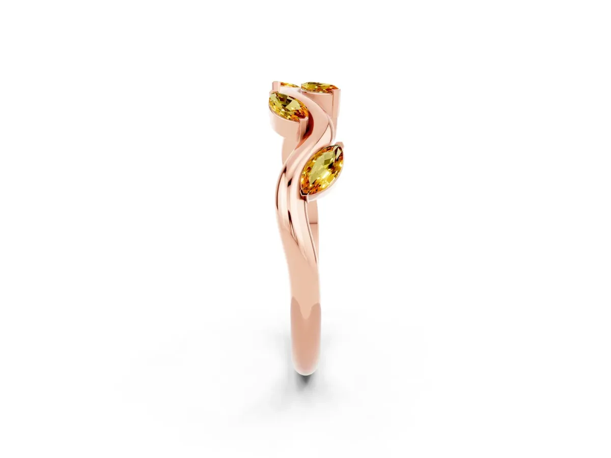 Marquise Citrine Twisted Band with Prong Setting Rose gold