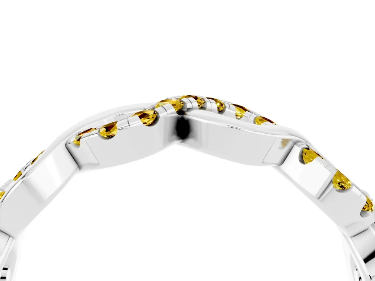 Twist Infinity Round Yellow Sapphire Band with Pavé Setting Silver