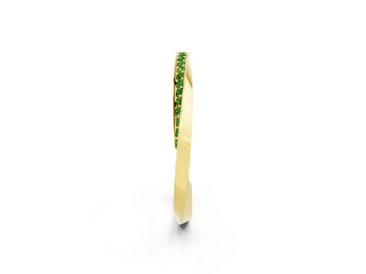Pavé Round Peridot Twist Band Yellow gold