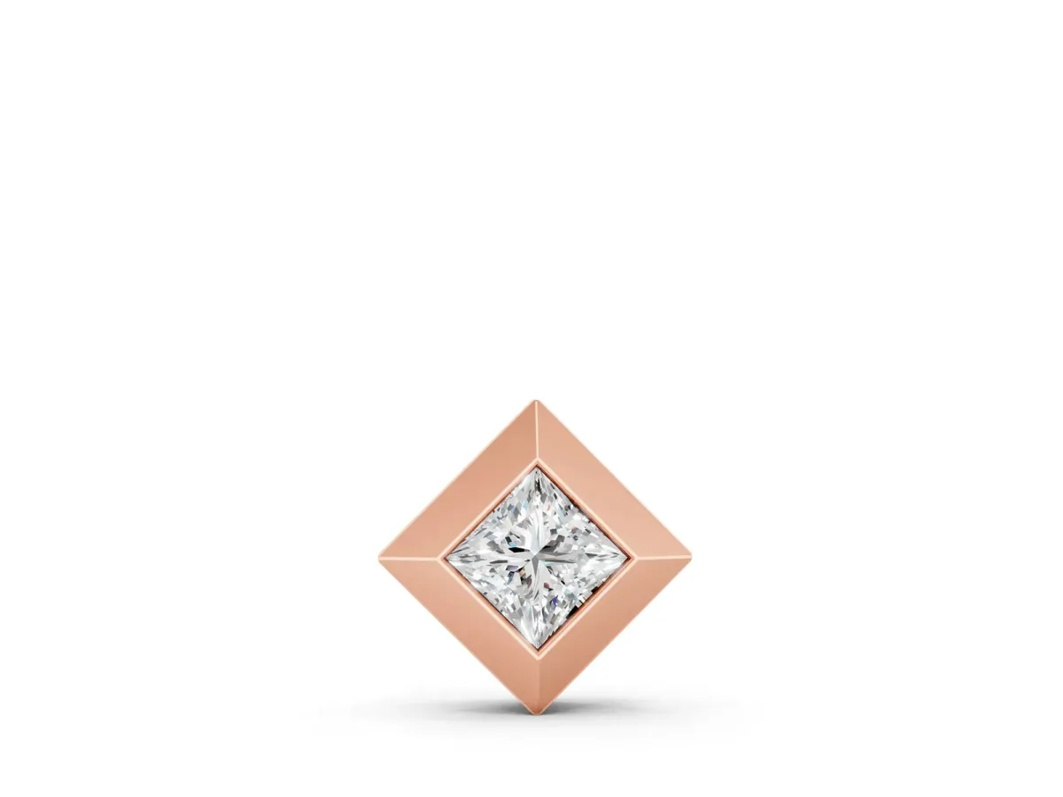 Bezel Princess Cut Diamond Pendant Rose gold