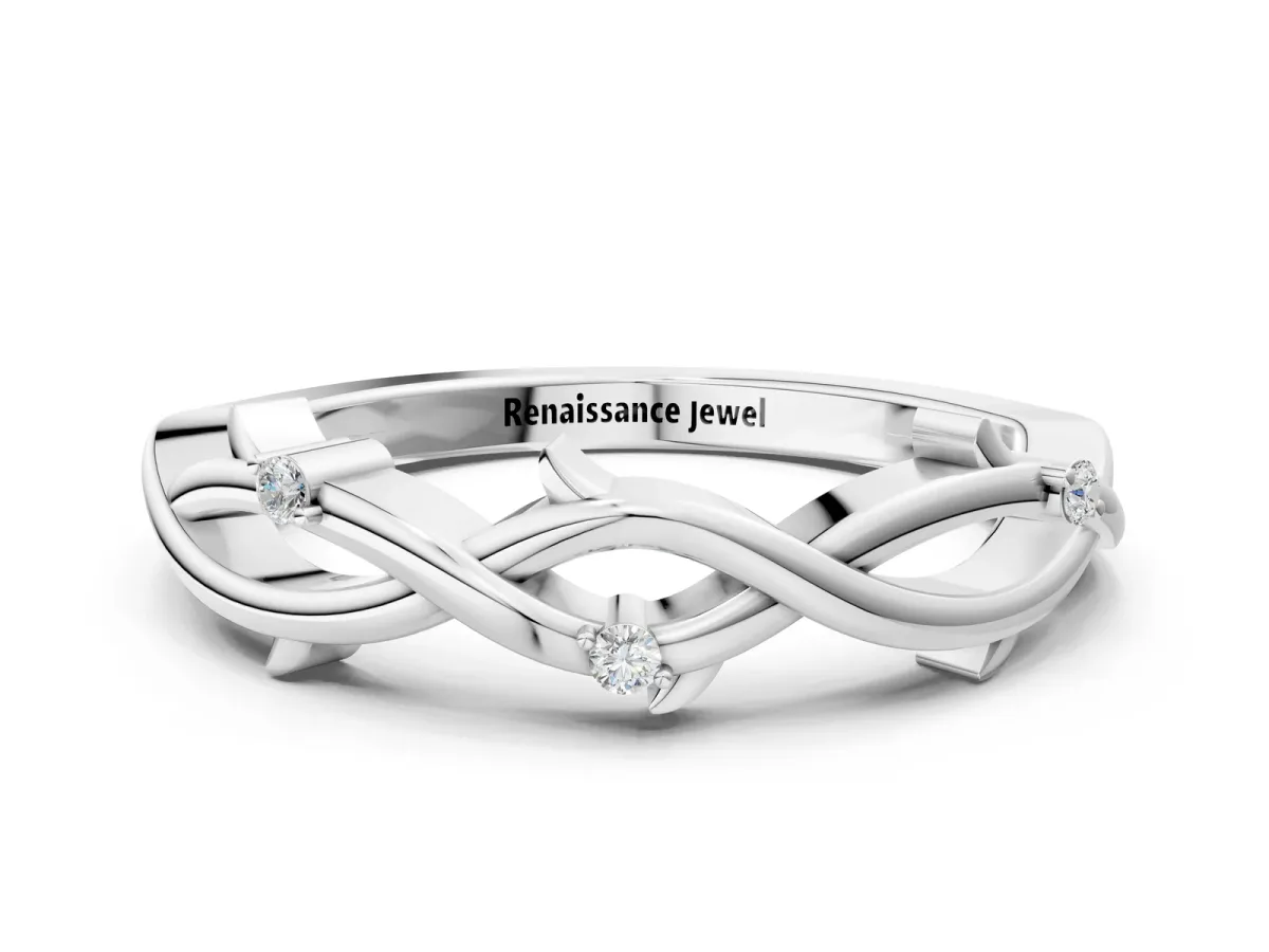 Prong Set Round Diamond Twist Band Platinum