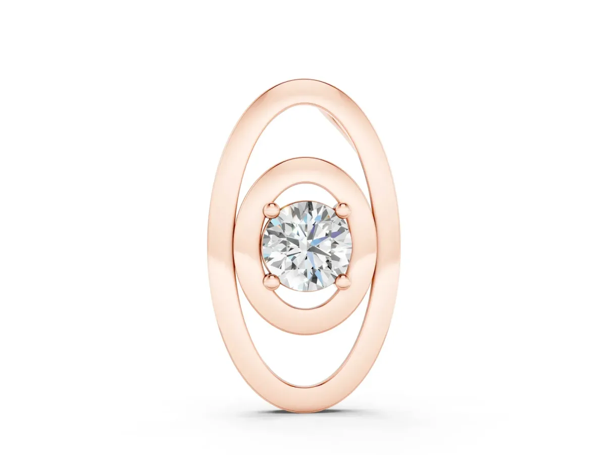 Round Diamond Bezel Set Pendant with Double Halo Rose gold