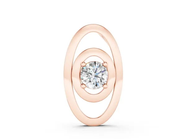 Round Diamond Bezel Set Pendant with Double Halo Rose gold