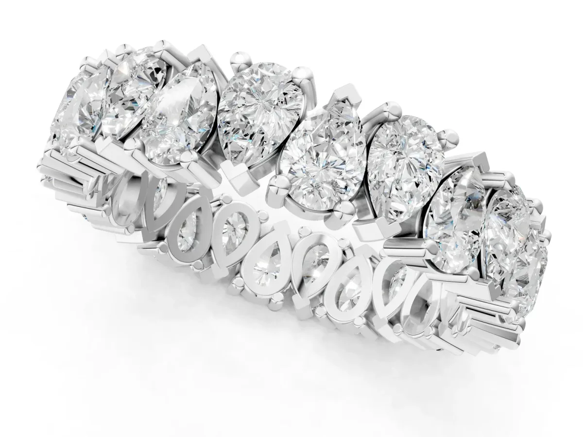 Pear Diamond Shared Prong Eternity Band White gold