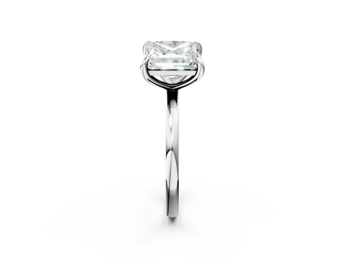 Round and Princess Toi Moi Ring with Prong Setting and Plain Band Silver