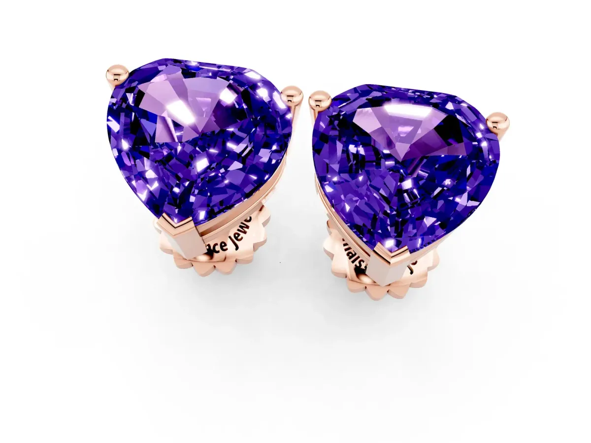 Heart Cut Tanzanite Stud Earrings Rose gold