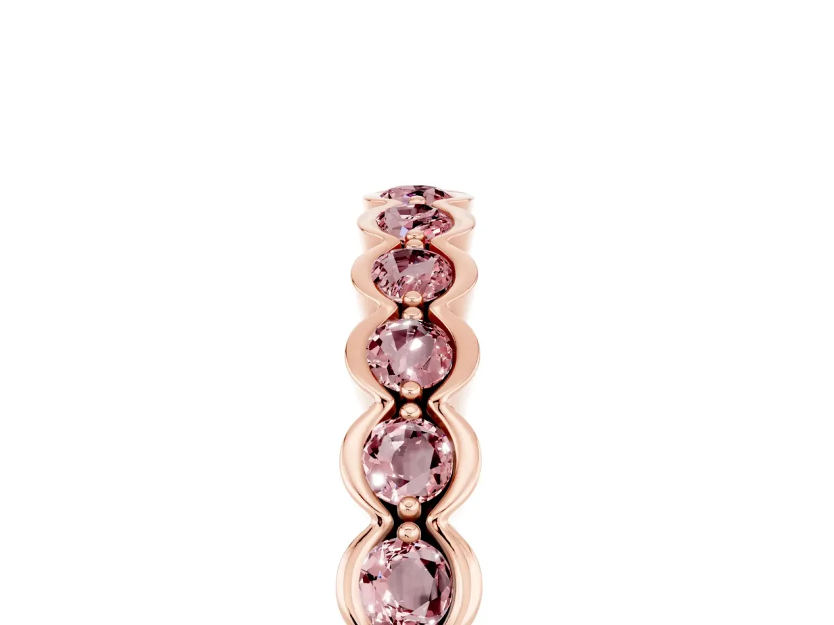 Round Morganite Bezel Set Eternity Band Rose gold