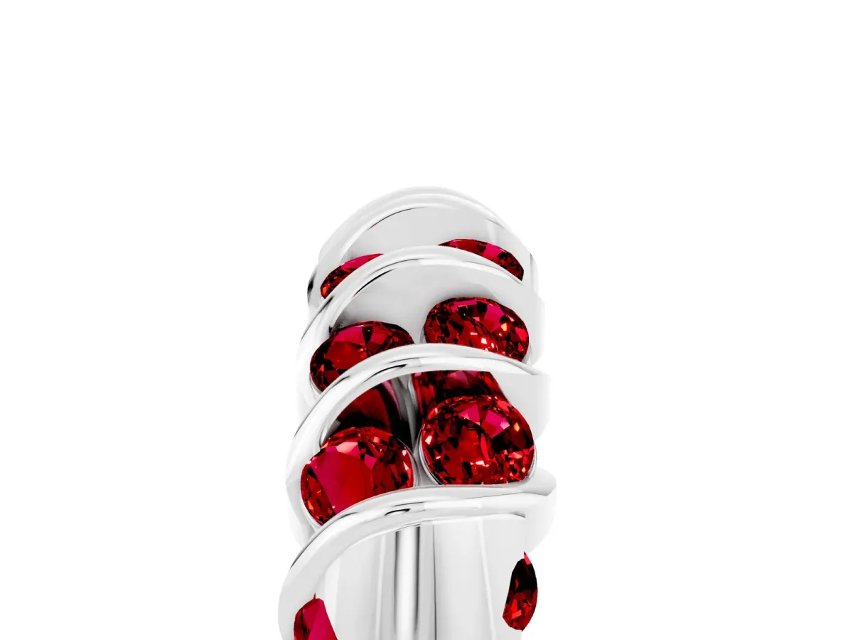 Channel Set Round Ruby Multi-Row Band White gold
