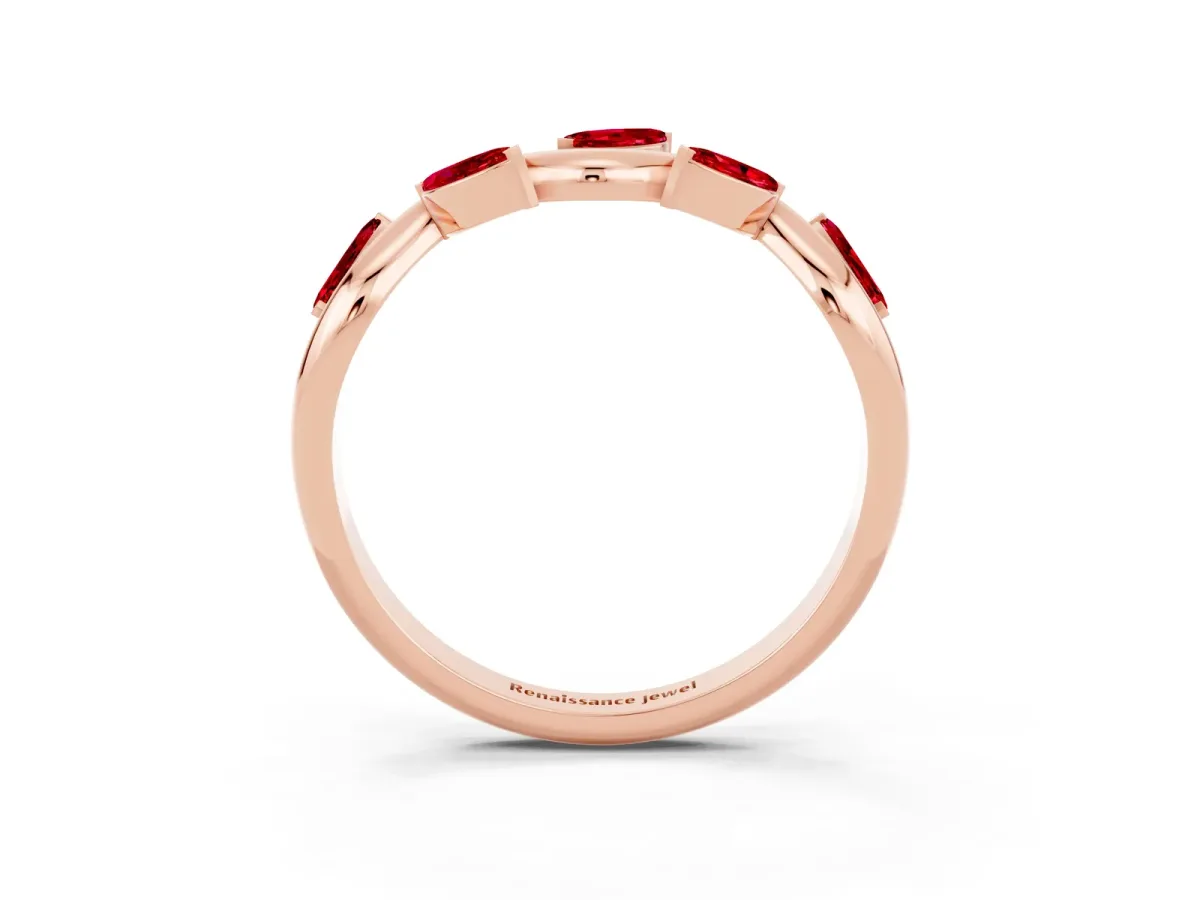 Marquise Ruby Twisted Band with Prong Setting Rose gold