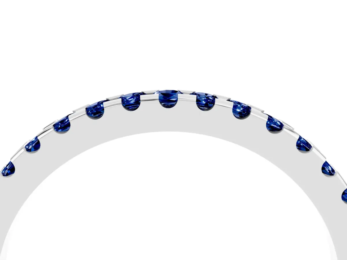 Round Blue Sapphire Pavé Set Eternity Band with Micro Prong Setting Platinum