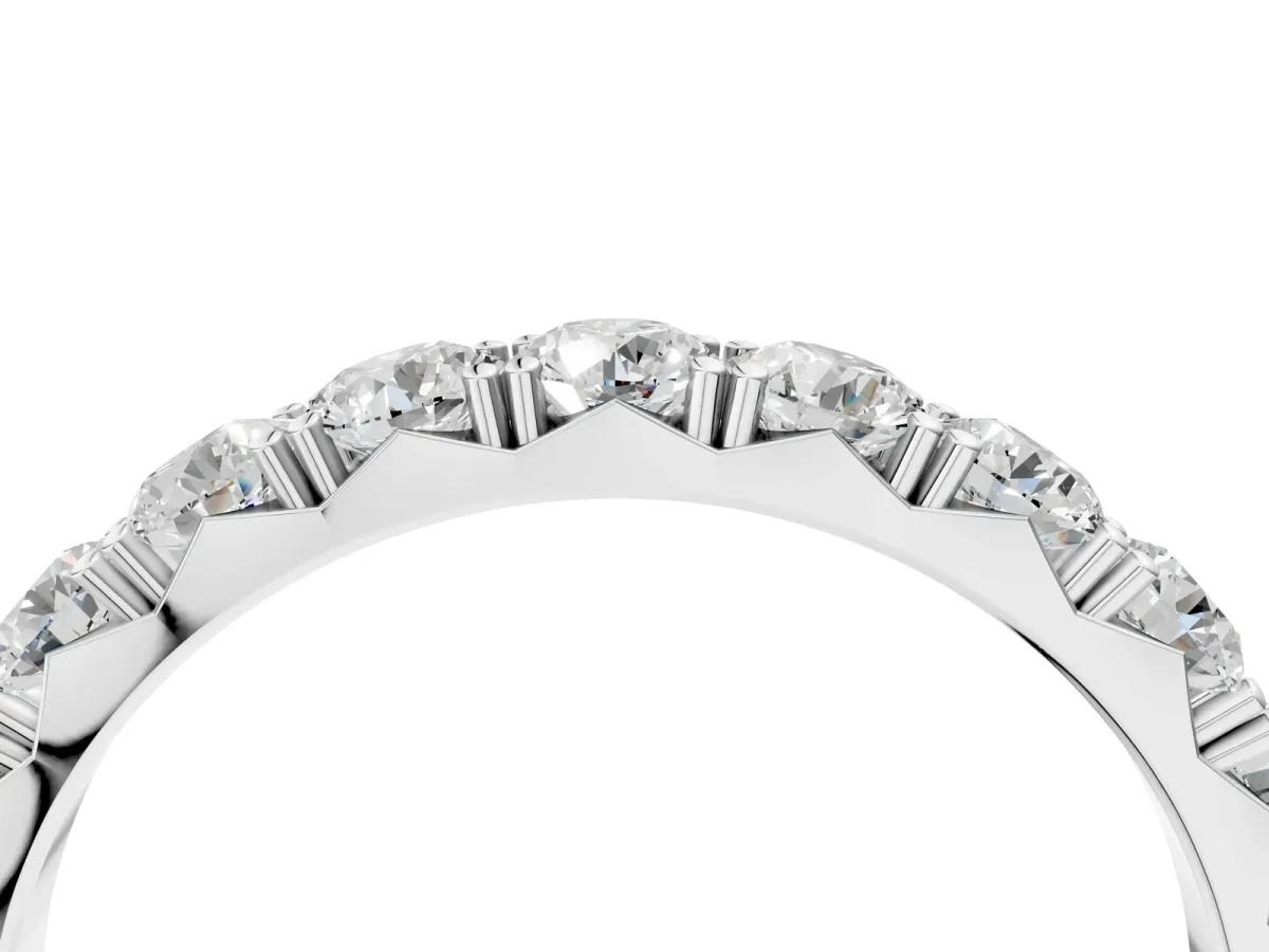 Round Diamond Eternity Band with Pavé Setting and Shared Prong White gold