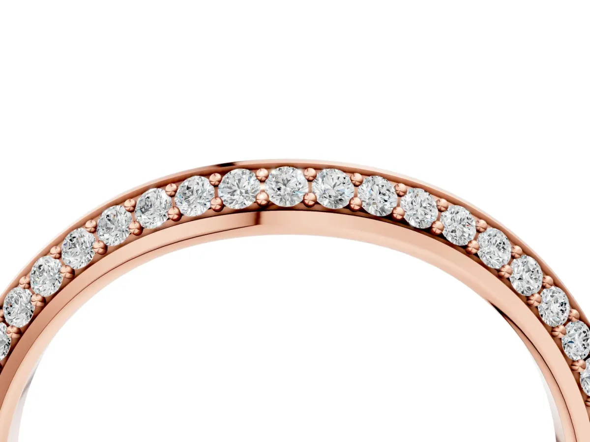 Pavé Round Diamond Wave Band with Shared Prong Setting Rose gold