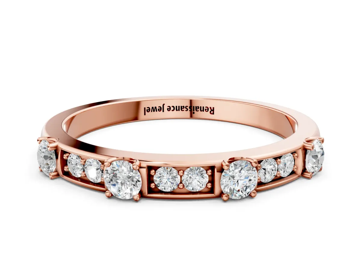 Round Diamond Channel Set Eternity Band with Prong Setting Rose gold