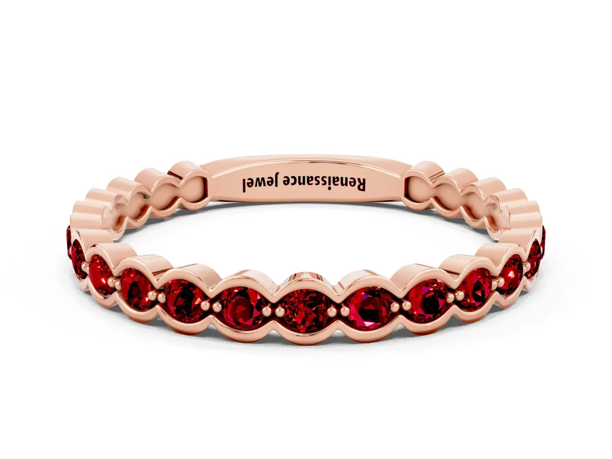 Round Ruby Bezel Set Eternity Band Rose gold