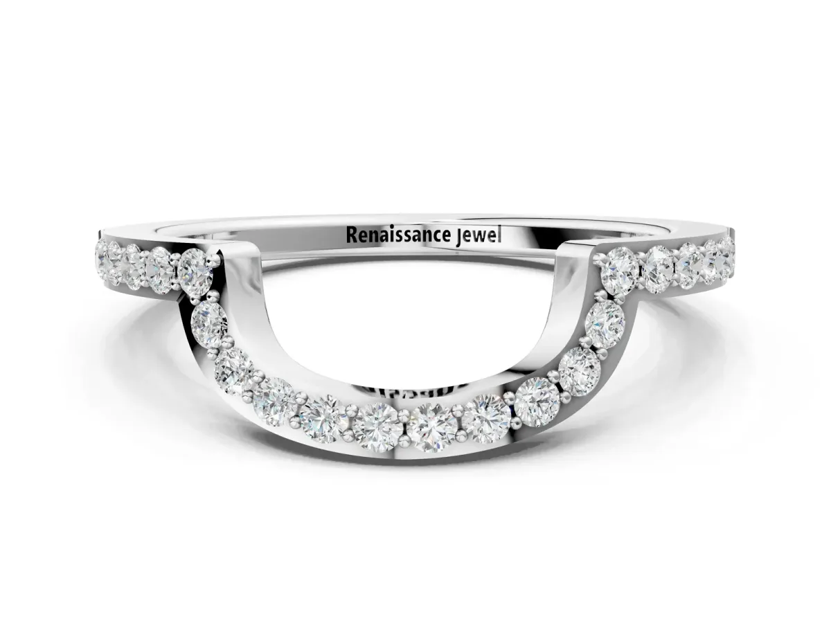 U-Shaped Pavé Round Diamond Contour Band White gold