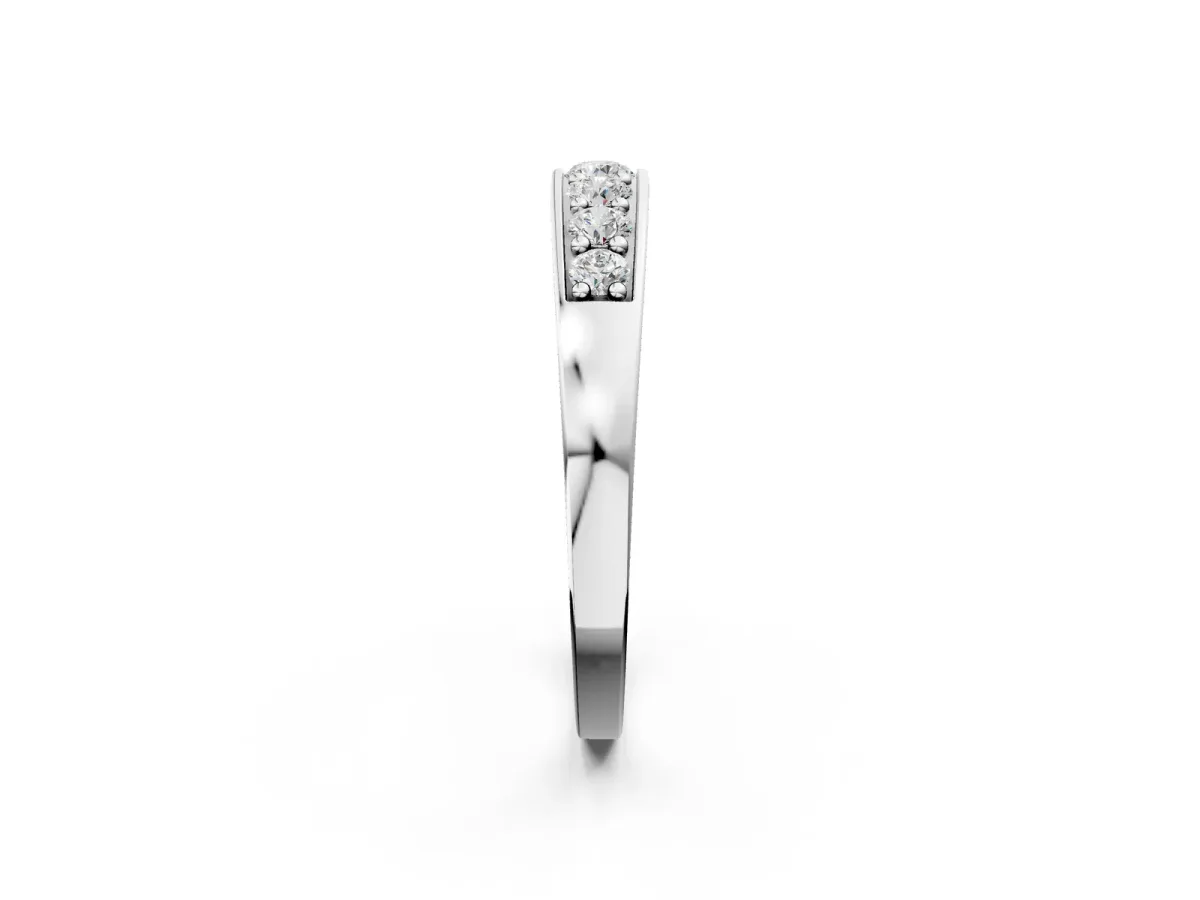Channel-Set Round Diamond Comfort Fit Band Silver