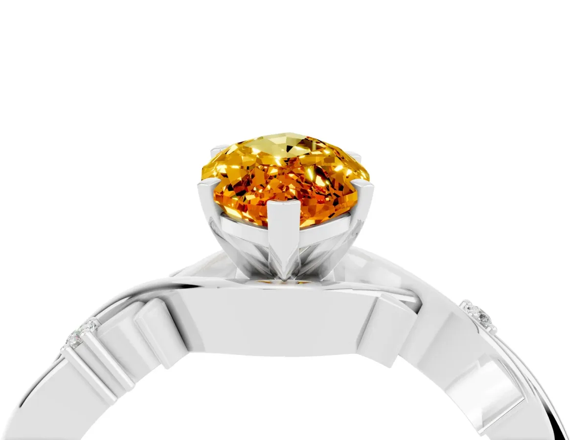 Marquise Cut Citrine Solitaire Ring with Twisted Band and Prong Setting Silver