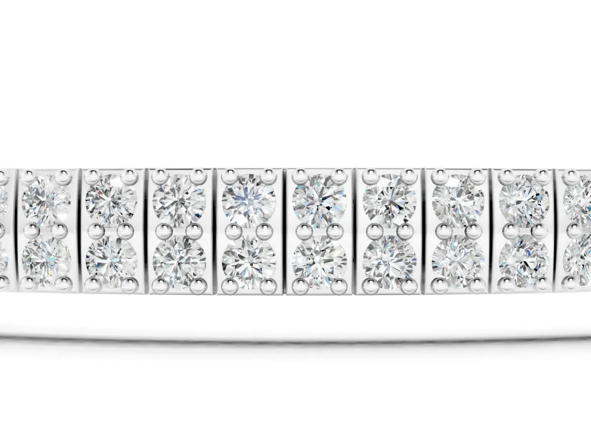 Three-Row Round Diamond Tennis Bracelet with Prong Setting Silver