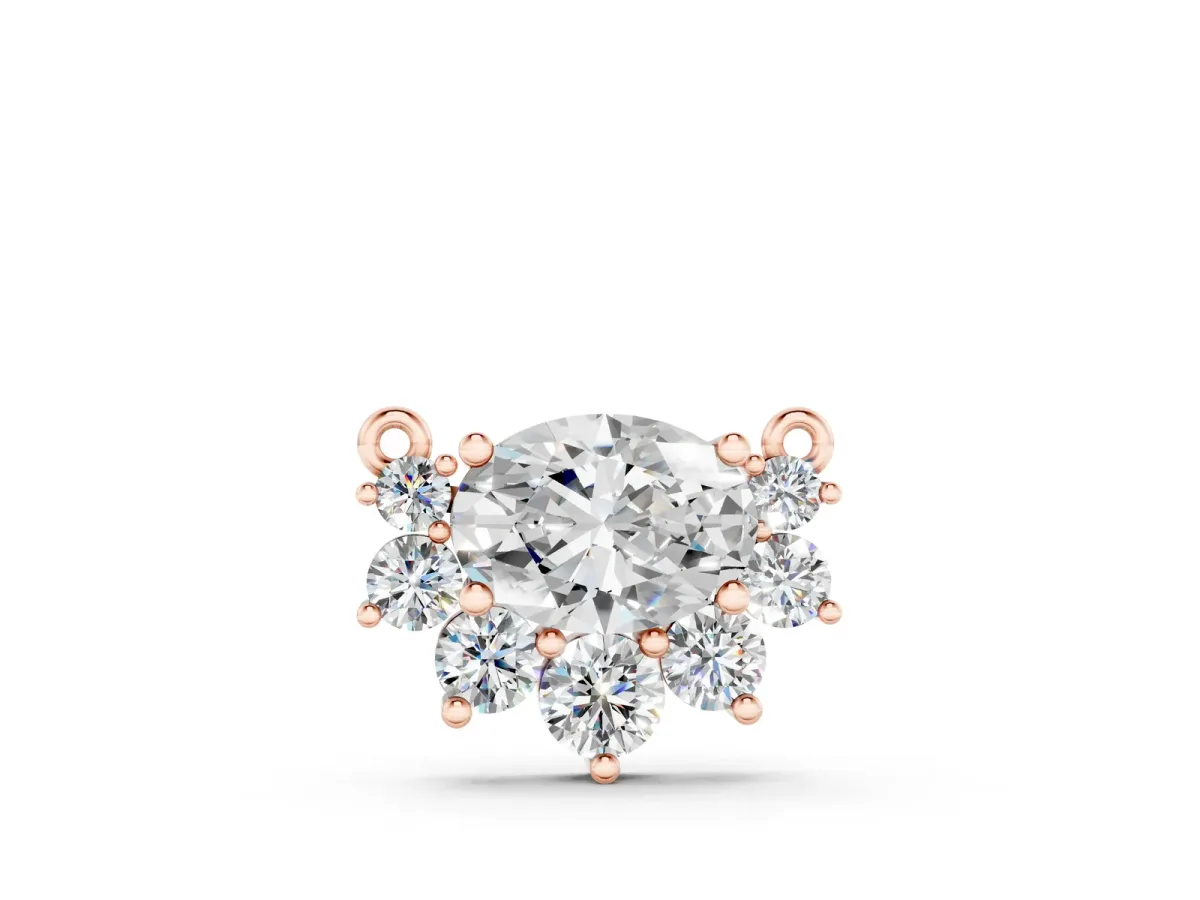 Oval Diamond Cluster Pendant with Prong Setting Rose gold