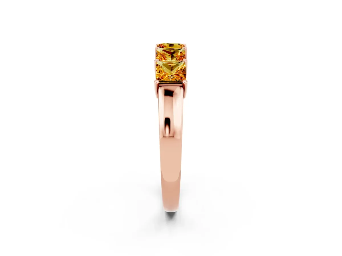 Princess Cut Five-Stone Citrine Band with Prong Setting Rose gold